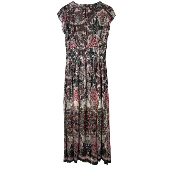 Ciebon Dress Maxi‎ Size L Jennsen Floral Metallic Stretchy Sleeveless Billowy - Picture 7 of 9